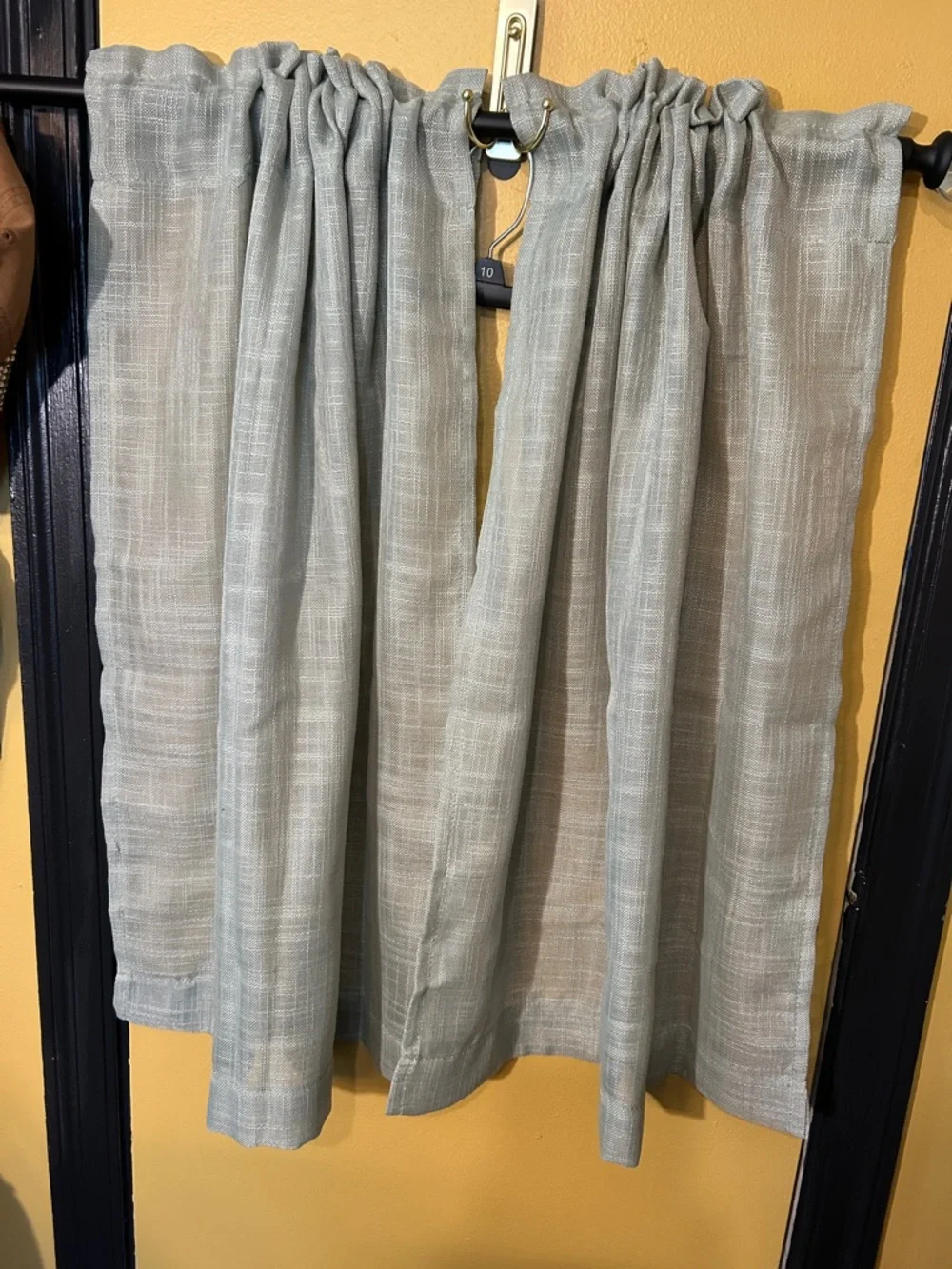 Light sage green Textured Linen-Style Curtain Panel - Brand: